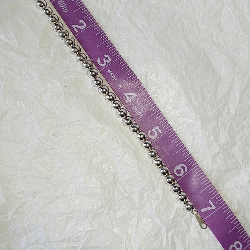 SOLD!!! STERLING SILVER BEAD BRACELET - 7" LONG - Picture 5 of 6
